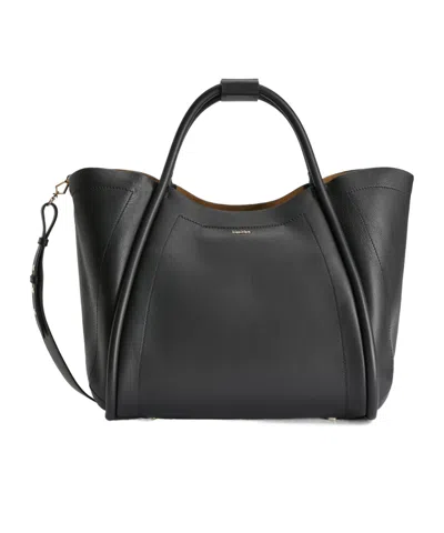 Max Mara Medium Leather Marine Bag In Black