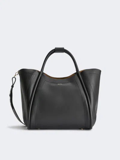 Max Mara Medium Leather Marine Bag In Black