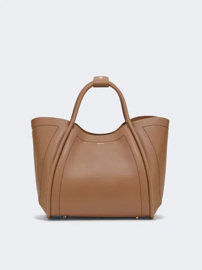 Max Mara Medium Leather Marine Bag In Brown Bronze