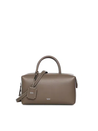 Max Mara Medium Leather Satchel Bag In Sand