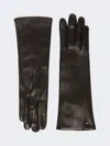Max Mara Medium-length Nappa Leather Gloves In Black