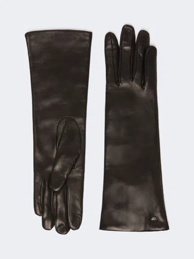 Max Mara Medium-length Nappa Leather Gloves In Black