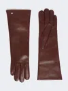 Max Mara Medium-length Nappa Leather Gloves In Burgundy