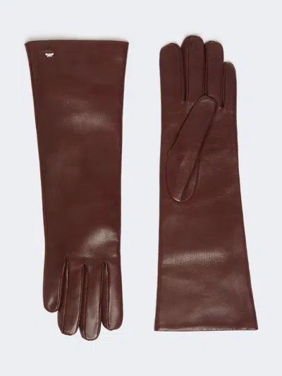 Max Mara Medium-length Nappa Leather Gloves In Burgundy