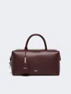 Max Mara Medium Natural Leather Bowler Bag In Burgundy
