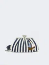 Max Mara Medium Striped Cotton Pasticcino Bag In Blue