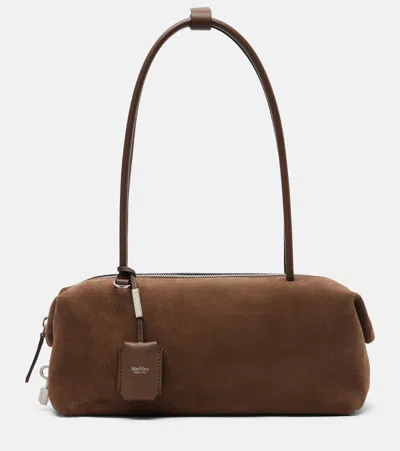Max Mara Medium Suede Shoulder Bag In Brown