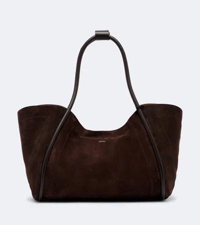 Max Mara Medium Suede Shoulder Bag In Brown