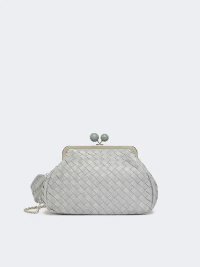 Max Mara Medium Woven Leather Pasticcino Bag In Gray