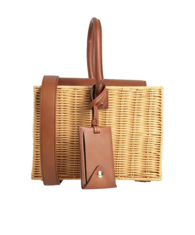Max Mara Medium Woven Tote Bag In Sand-colored