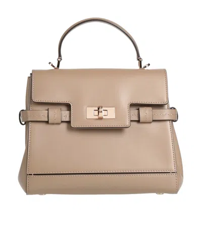 Max Mara Medium-sized Solid Leather Tote Bag In Nude