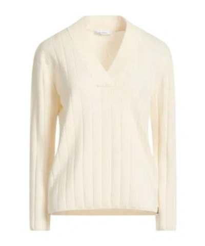 Max Mara Medium-thick Cashmere Knit Sweater In White