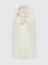 Max Mara Mela Pussy Bow Neck Silk Blouse In Vanilla