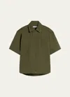 Max Mara Mela Short Sleeve Shirt In Olive Green