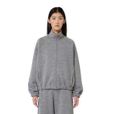 Max Mara Melange Grey Wool Blend Frine Oversize Sweatshirt In Gray
