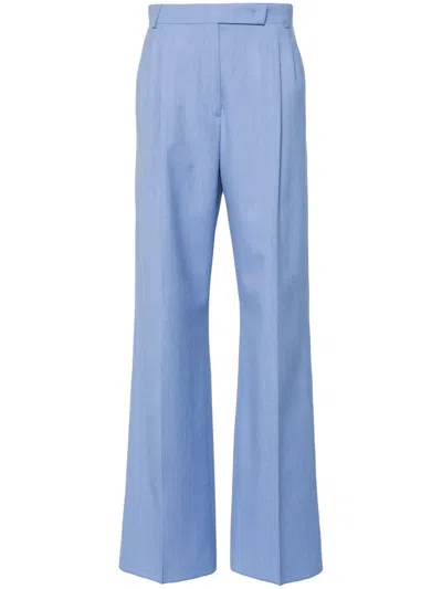 Max Mara Mélange Virgin-wool-blend Trousers In Blue