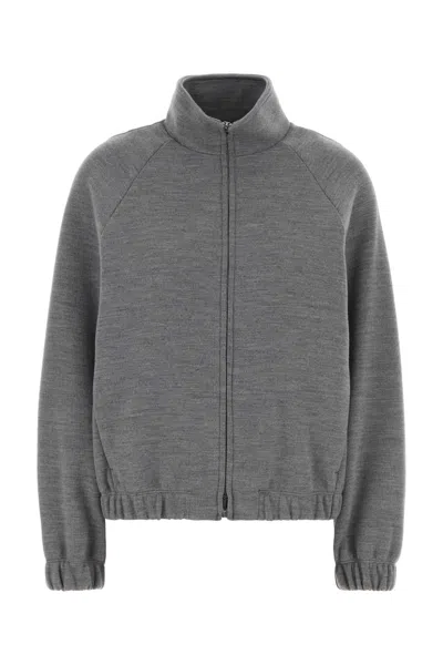 Max Mara Melange Wool-blend Oversized Sweatshirt In Grey