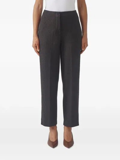 Max Mara Mélange-effect Straight-leg Trousers In Black
