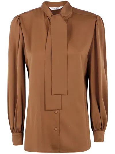 Max Mara "melania" Silk Shirt In Brown