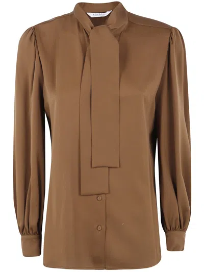 Max Mara "melania" Silk Shirt Clothing In Brown