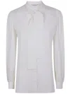 Max Mara Tie-neck Puff-sleeve Shirt In White