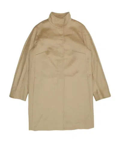 Max Mara Melina Logo Coat In Nude