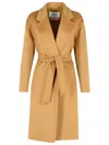 Max Mara Cashmere Long-sleeved Lapel Coat In Cream