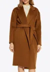 Max Mara Tan Mstdravenna Belted Wrap Coat In Brown