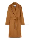 Max Mara Belted Waist Camel Coat With Detachable Belt In Brown