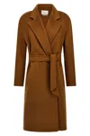 Max Mara Tan Mstdravenna Belted Wrap Coat In Brown