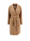 Max Mara Knee-length Brown Cashmere Coat In Beige