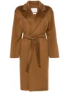 Max Mara Belted Waist Camel Coat With Detachable Belt In Brown