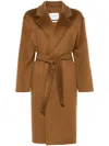 Max Mara Belted Waist Camel Coat With Detachable Belt In Brown