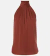 Max Mara Memore Halterneck Silk Top In Brown