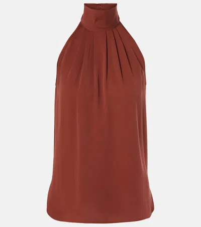 Max Mara Memore Halterneck Silk Top In Red