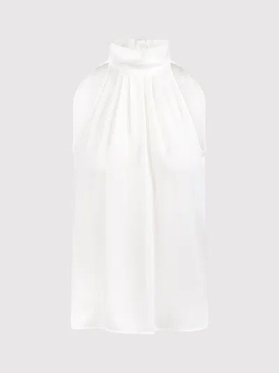 Max Mara Pleated Sleeveless Top In White