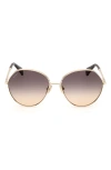 Max Mara Menton 57mm Round Sunglasses In Gold / Gradient Smoke