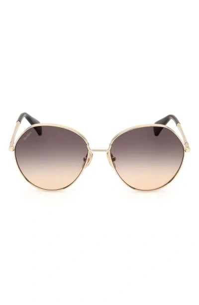 Max Mara Menton 57mm Round Sunglasses In Gold/gradient Smoke