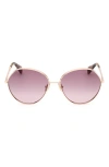 Max Mara Menton 57mm Round Sunglasses In Shiny Rose Gold / Gradient