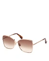 Max Mara 61mm Geometric Sunglasses In Rose Gold/brown Gradient