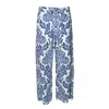 Max Mara Pantalone Jogging In Popeline Stampato In Blue