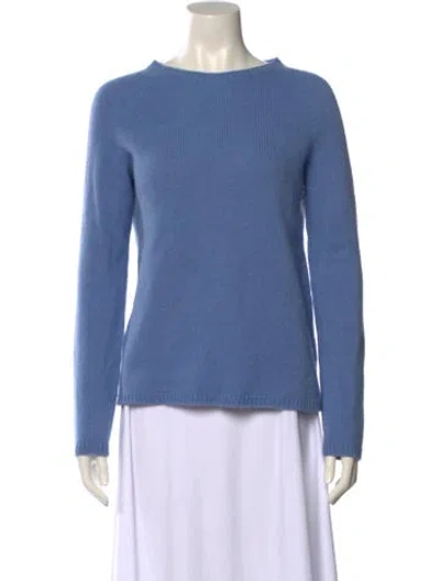 Pre-owned Max Mara Merino Wool Crew Neck Sweater In Blue