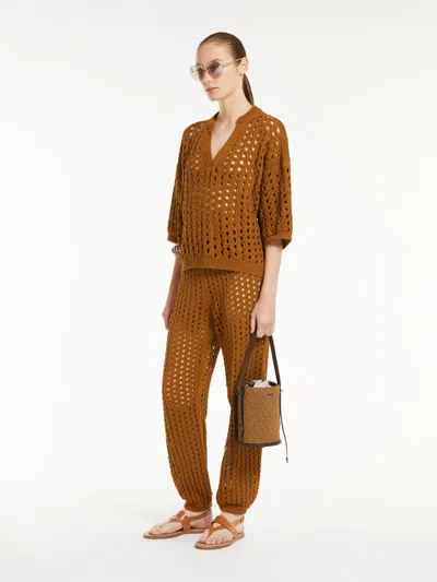 Max Mara Mesh Boxy Jumper In Cotton In Brown