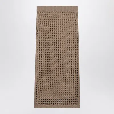 Max Mara Mesh Cotton Maxi Skirt In Desert In Brown