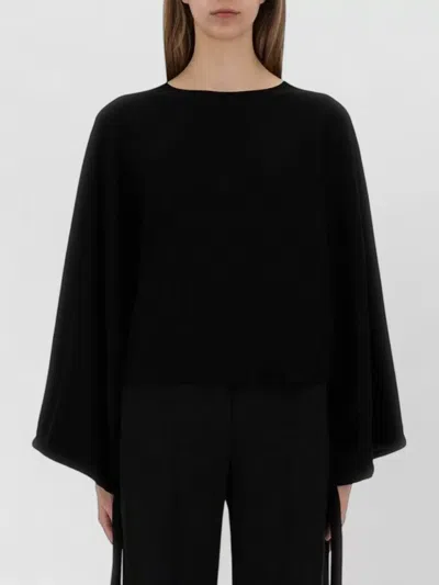 Max Mara Mesh Cropped Knitwear Top Wide Sleeves In Black