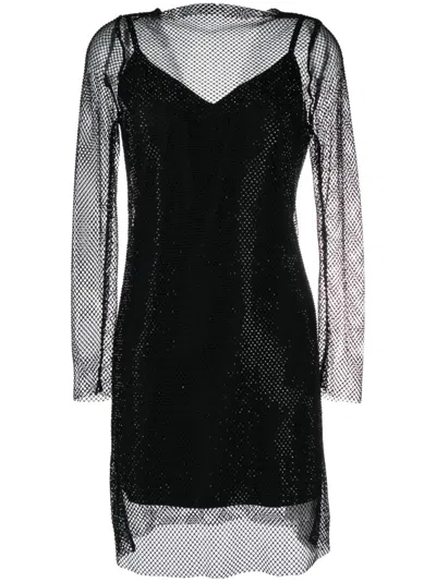 Max Mara Mesh Layered Minidress In Black