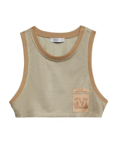 Max Mara Mesh Logo Vest In Brown