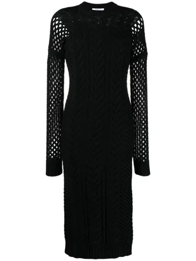 Max Mara Mesh Panelled Midi Dress In Black