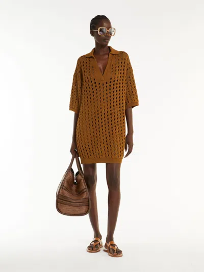 Max Mara Mesh Short Dress In Cotton In Tobacco