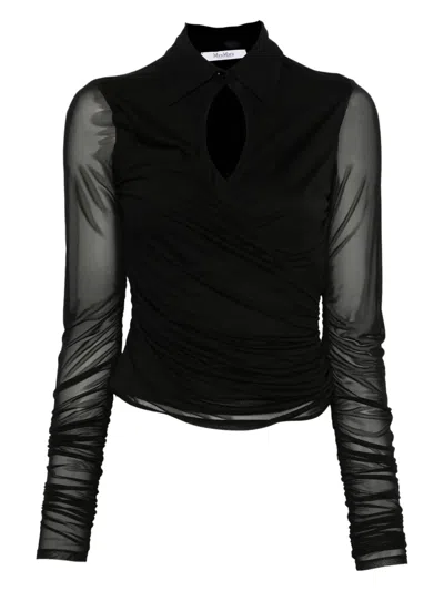 Max Mara Mesh-sleeve Blouse